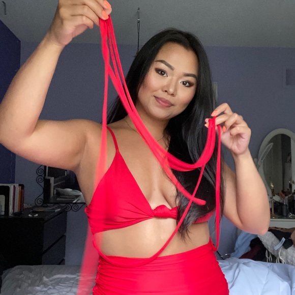 Tiger Mist Red Bodycon Strappy Dress - Picture 6 of 6